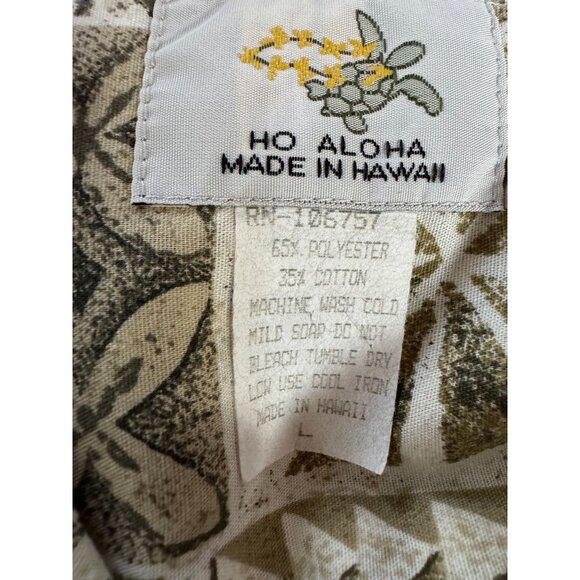 Ho Aloha Made In Hawaii Mens Beige Hawaiian Shirt - Picture 5 of 16